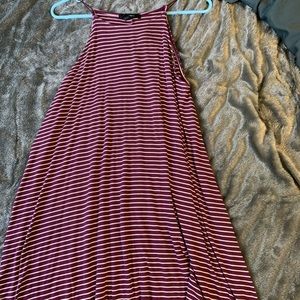 Burgundy & White Stripped Dress